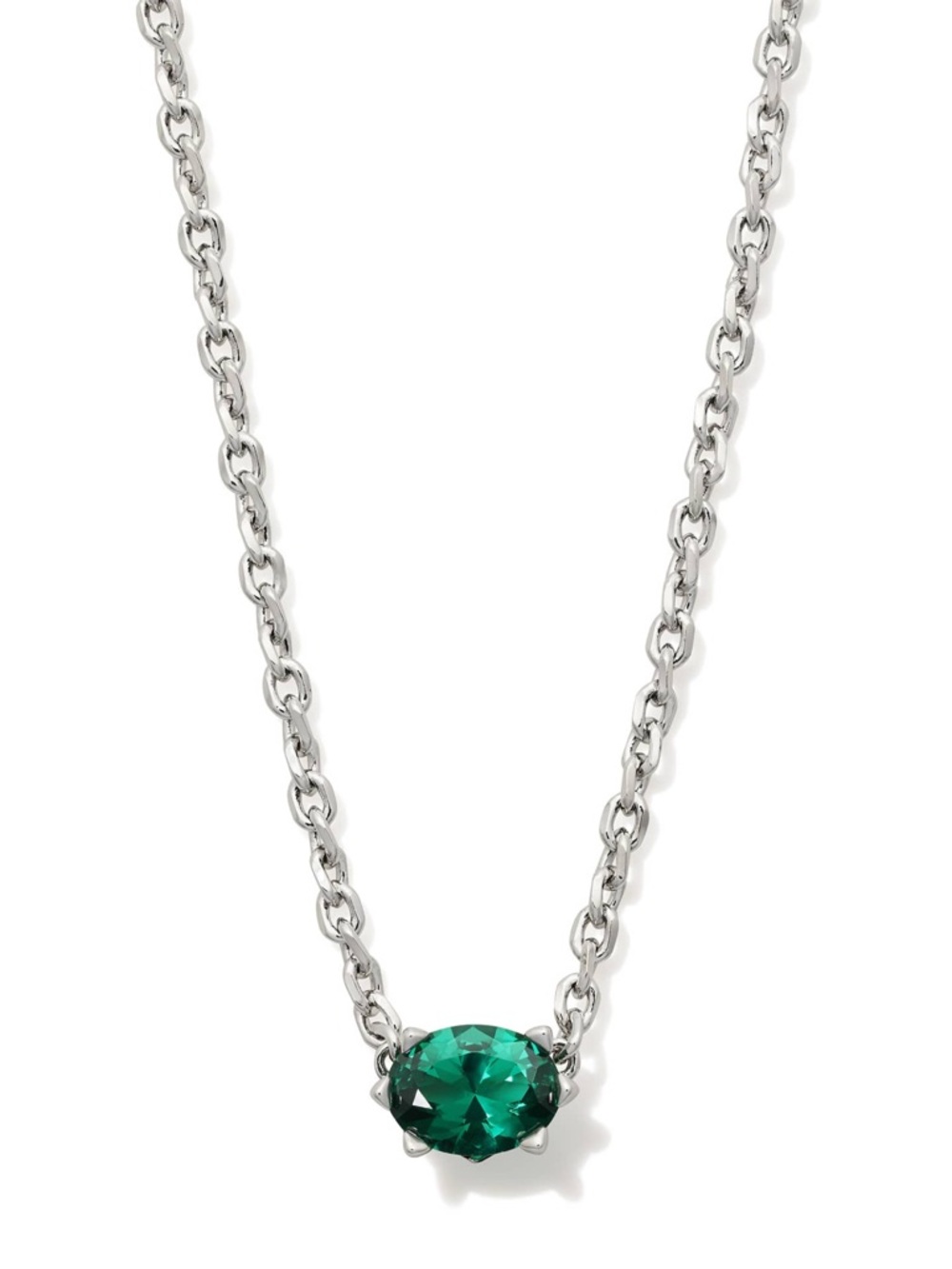 Kendra Scott Cailin Silver Pendant Necklace in Green Crystal